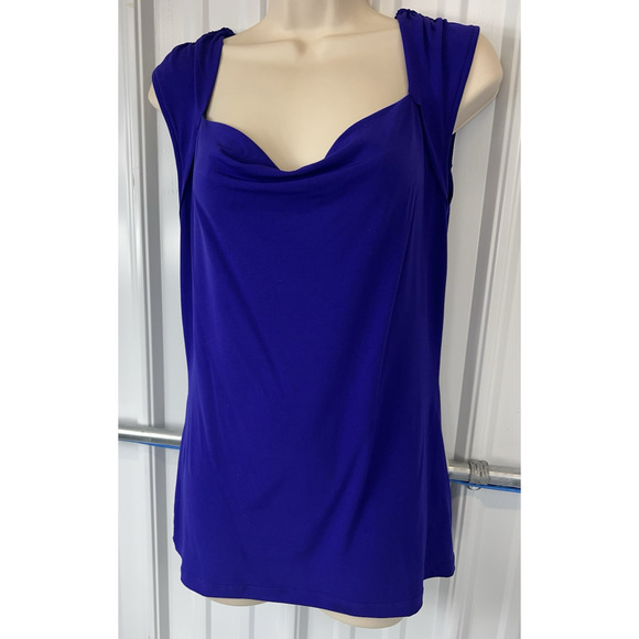 Express Tops - EXPRESS Royal‎ Blue Sleeveless Blouse Medium Cowl Neck Drape Party Chic